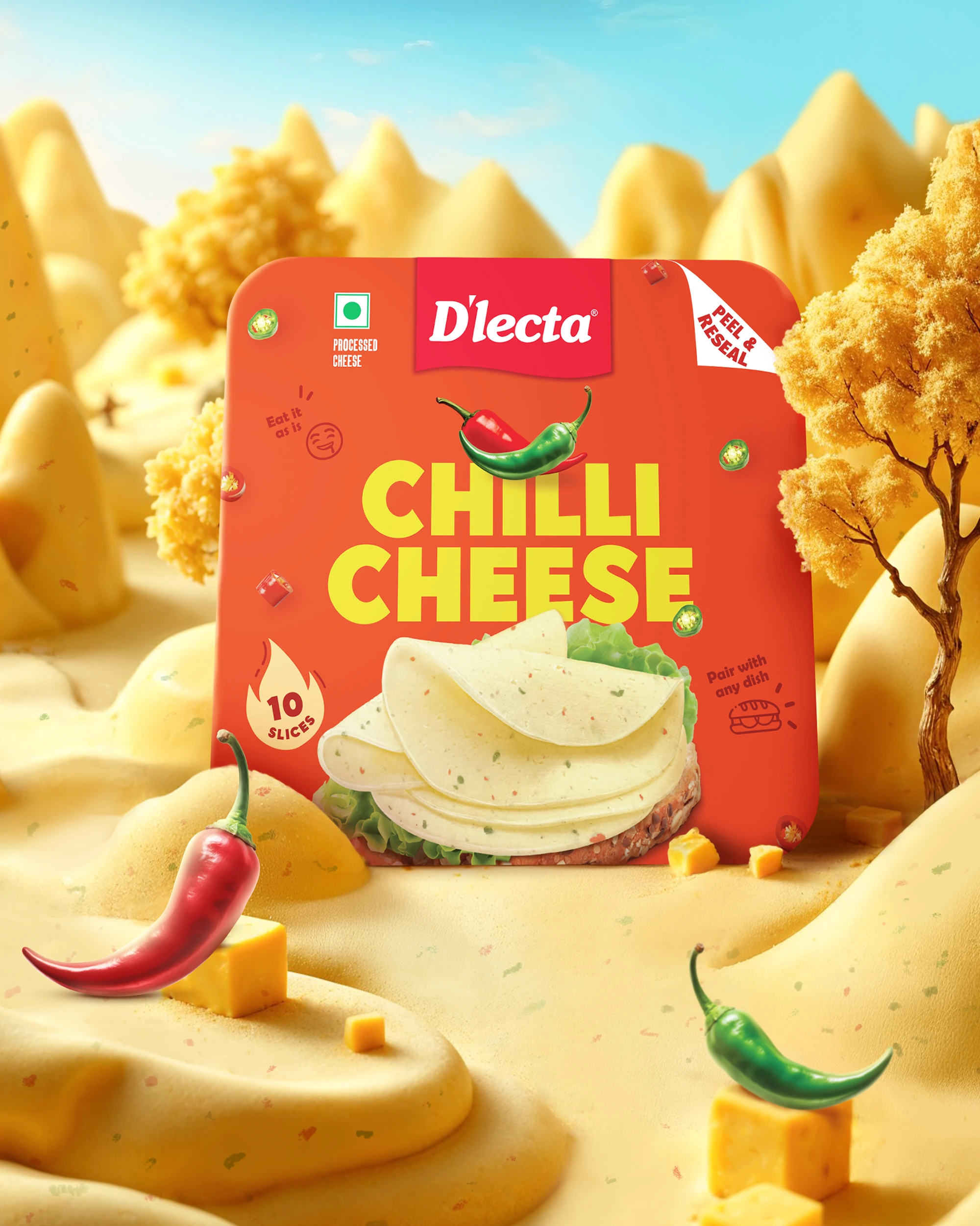 D&rsquo;lecta Chilli Cheese Slices