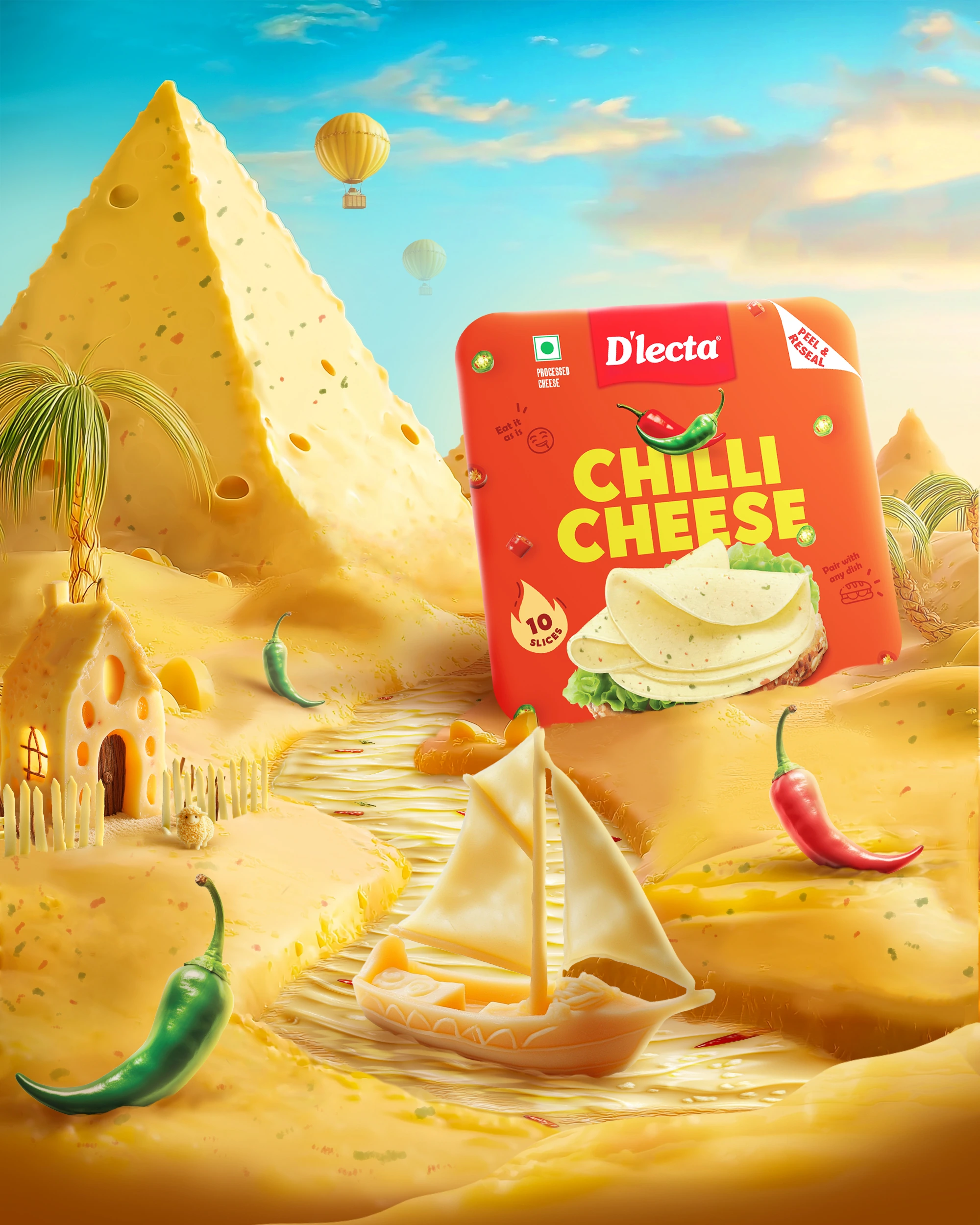 D&rsquo;lecta Chilli Cheese Slices