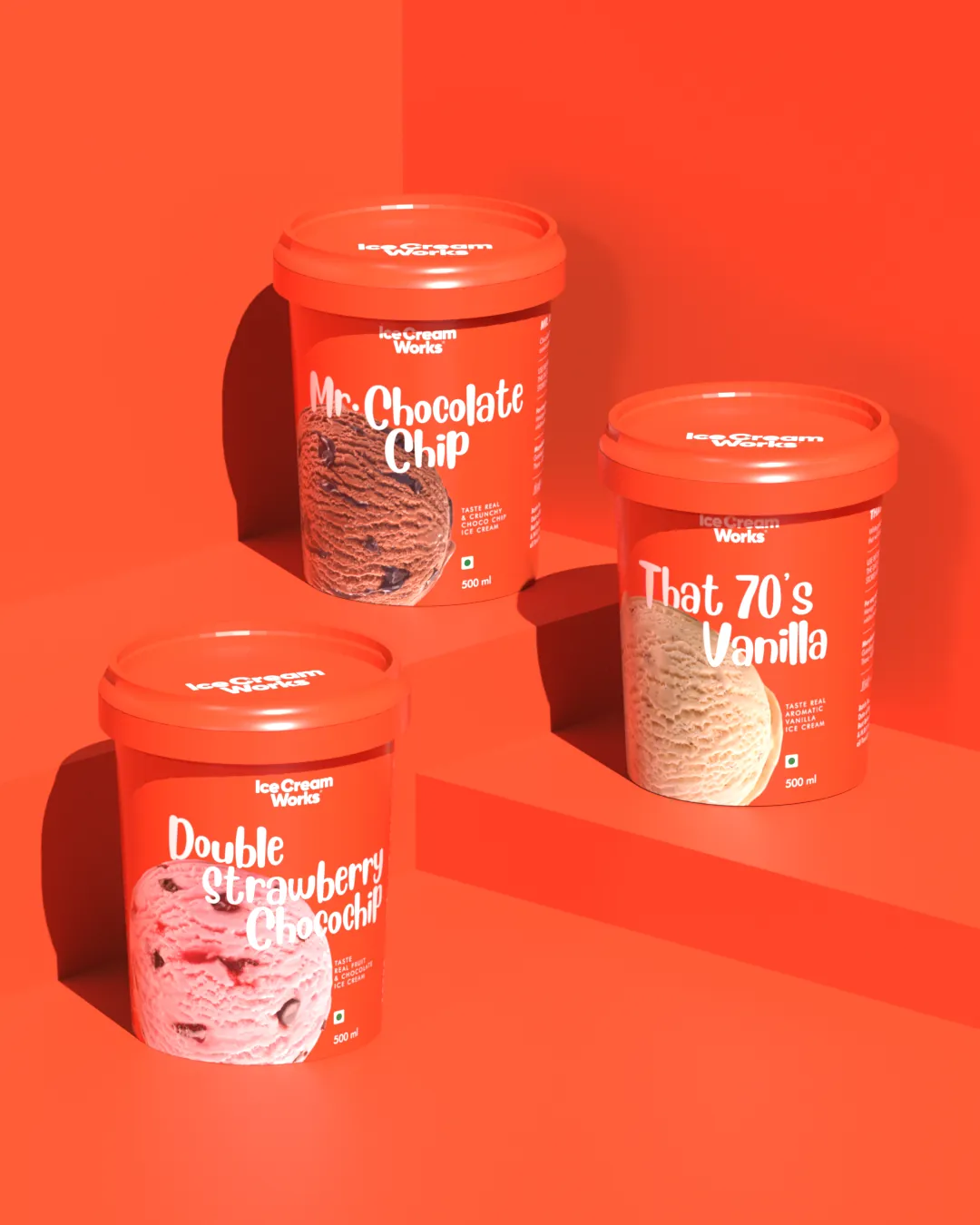 Ice Cream Works packaging in the electric palette
