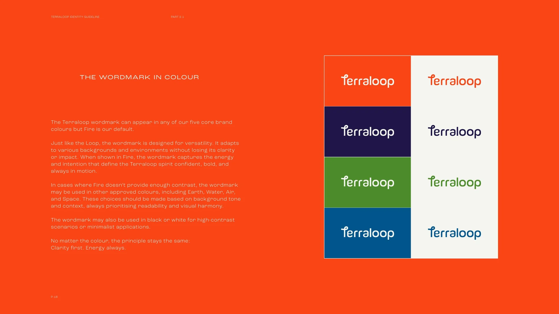 Terraloop wordmark, colour system